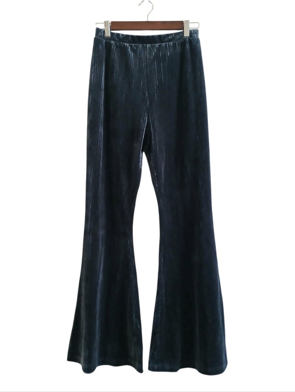 Natural Life Joplin High Rise Velvet Corduroy Flare Pants M Blue Ribbed Bell